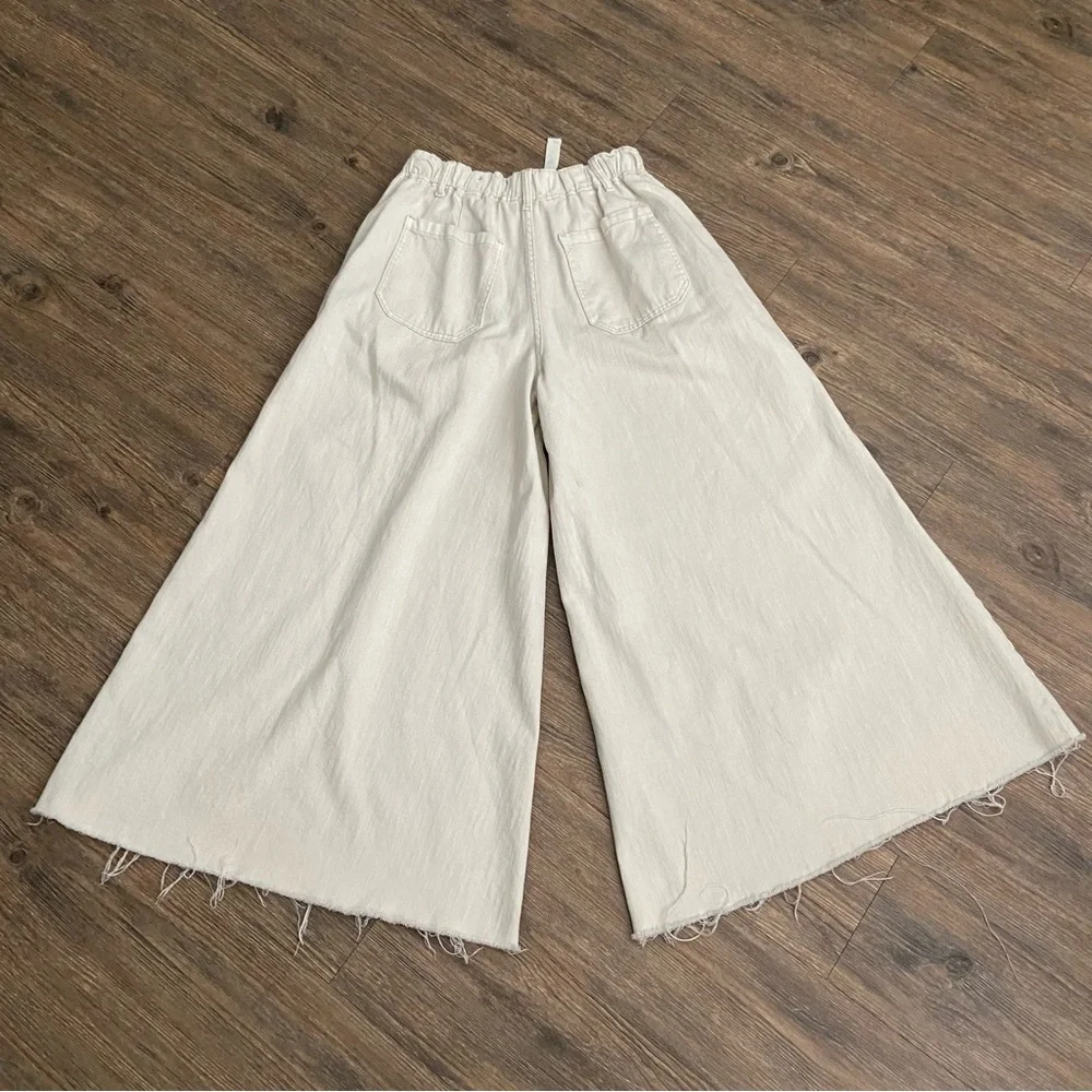 We the Free Free People Cream Wide-Leg Denim Pants XSMALL - Picture 10 of 10